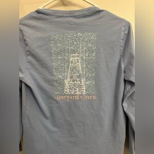 Vineyard Vines Blue Long Sleeve cotton Shirt boys medium 12/14 boat graphic